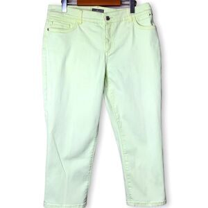 CHICO’S ‘SO SLIMMING’ Crop Pale Green 5 Pocket Gabardine Trousers Sz 12 / L